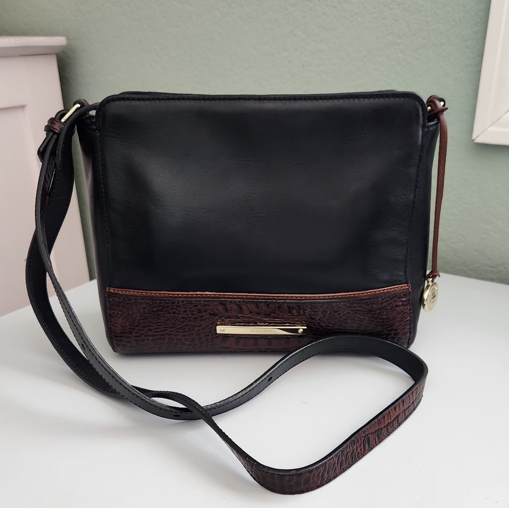 Brahmin Croc Embossed Leather Crossbody Shoulder Bag Tuscan Collection